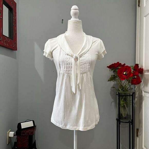 NEW ANTHRO Rails Romantic Casual Soft Pleated Flutter Lightweight T-Shirt S NWT - Picture 1 of 15